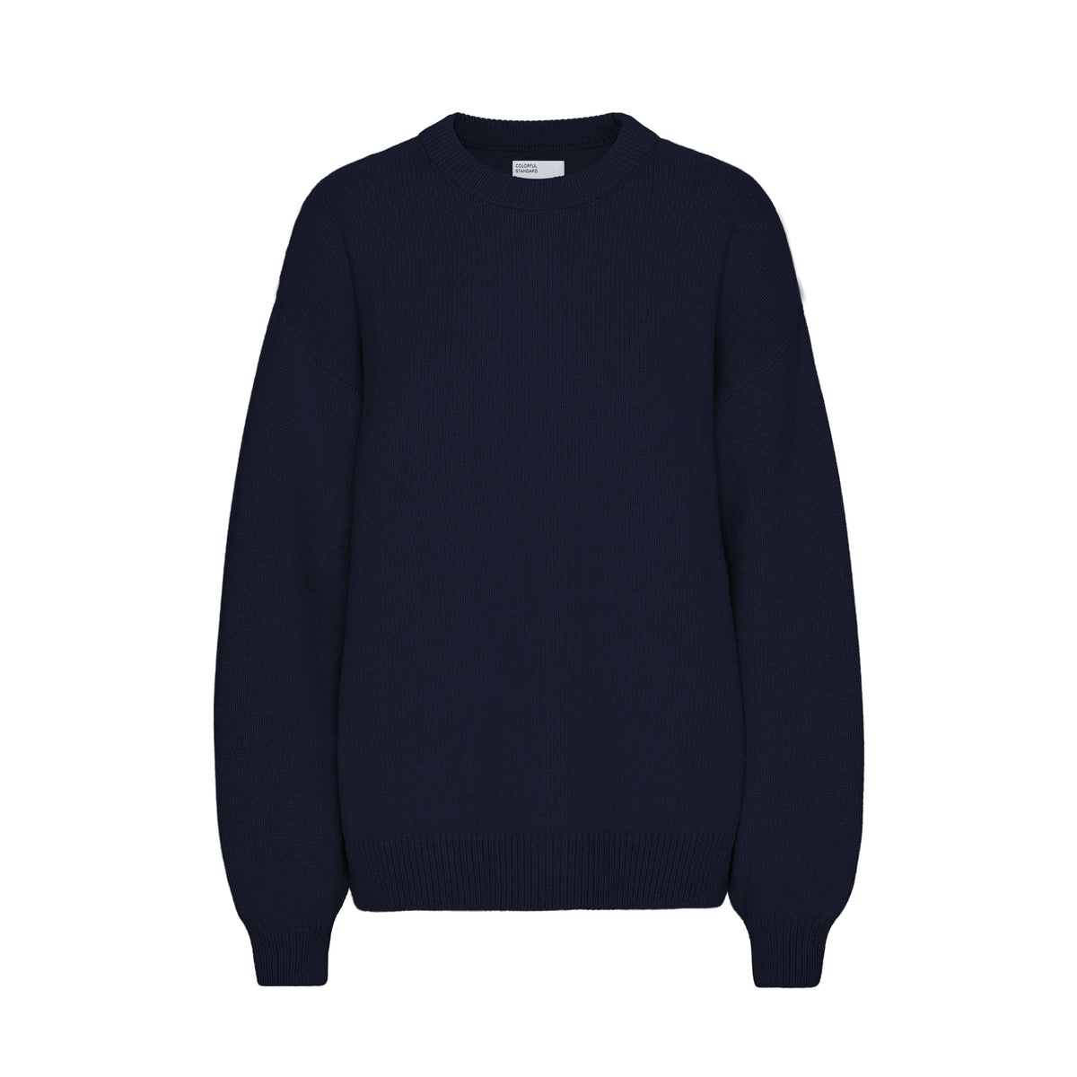 Oversized Merino Wool Crewneck Sweater, Navy Blue