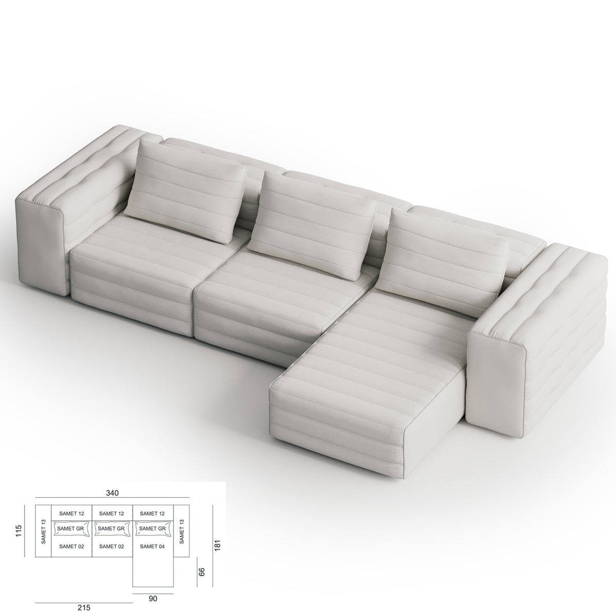 Samet Modular Sofa, Cat C