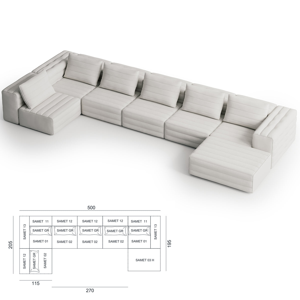 Samet Modular Sofa, Cat C