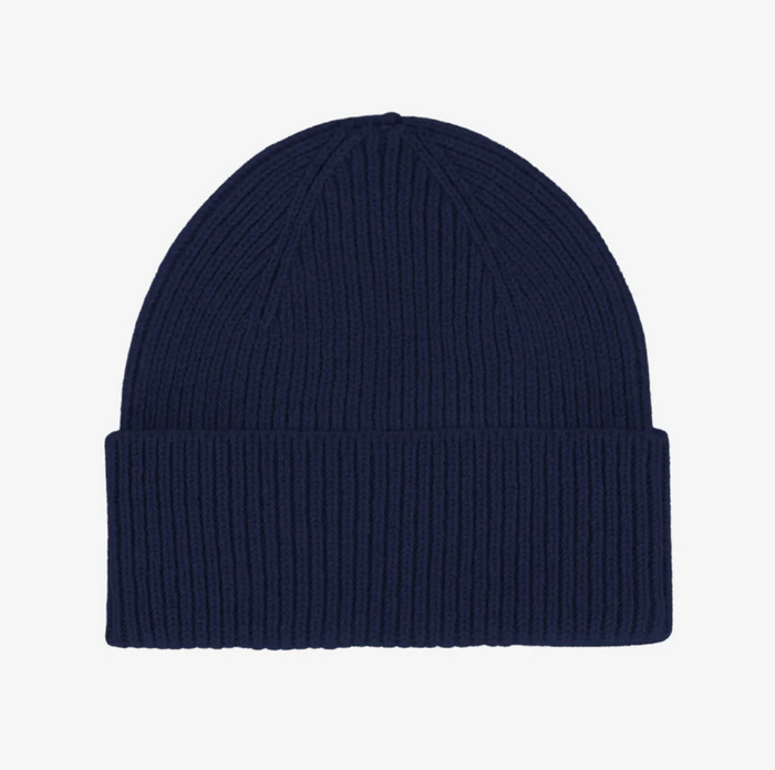 Merino Wool Beanie, Marine Blue