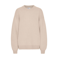Oversized Merino Wool Crewneck Sweater, Ivory White