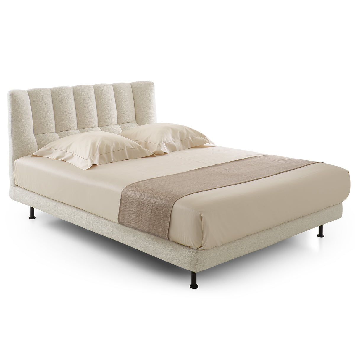 Evisa King Size Bed, Bouclé