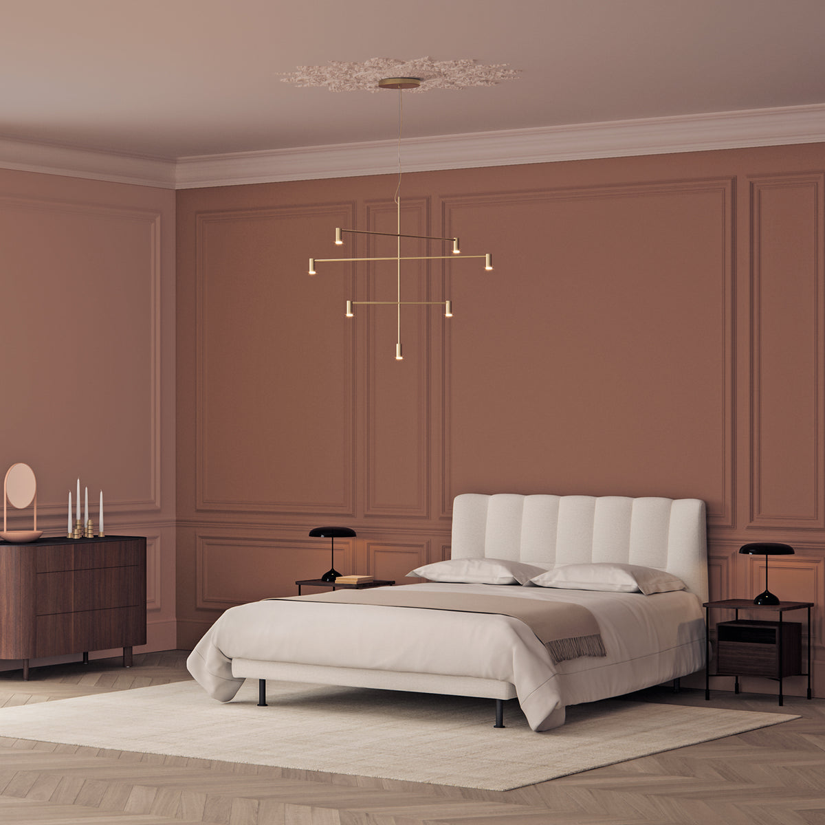 Evisa King Size Bed, Bouclé