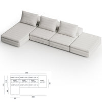 Samet Low Modular Sofa, Tierre de Lin