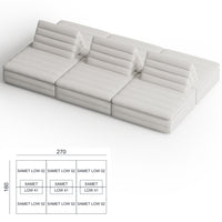 Samet Low Modular Sofa, Tierre de Lin