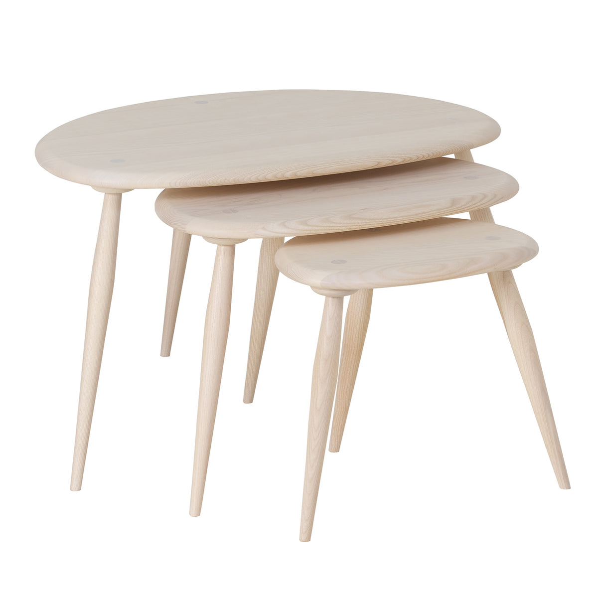 Ercol Collection Pebble Nest of Tables, Solid Ash - Ercol