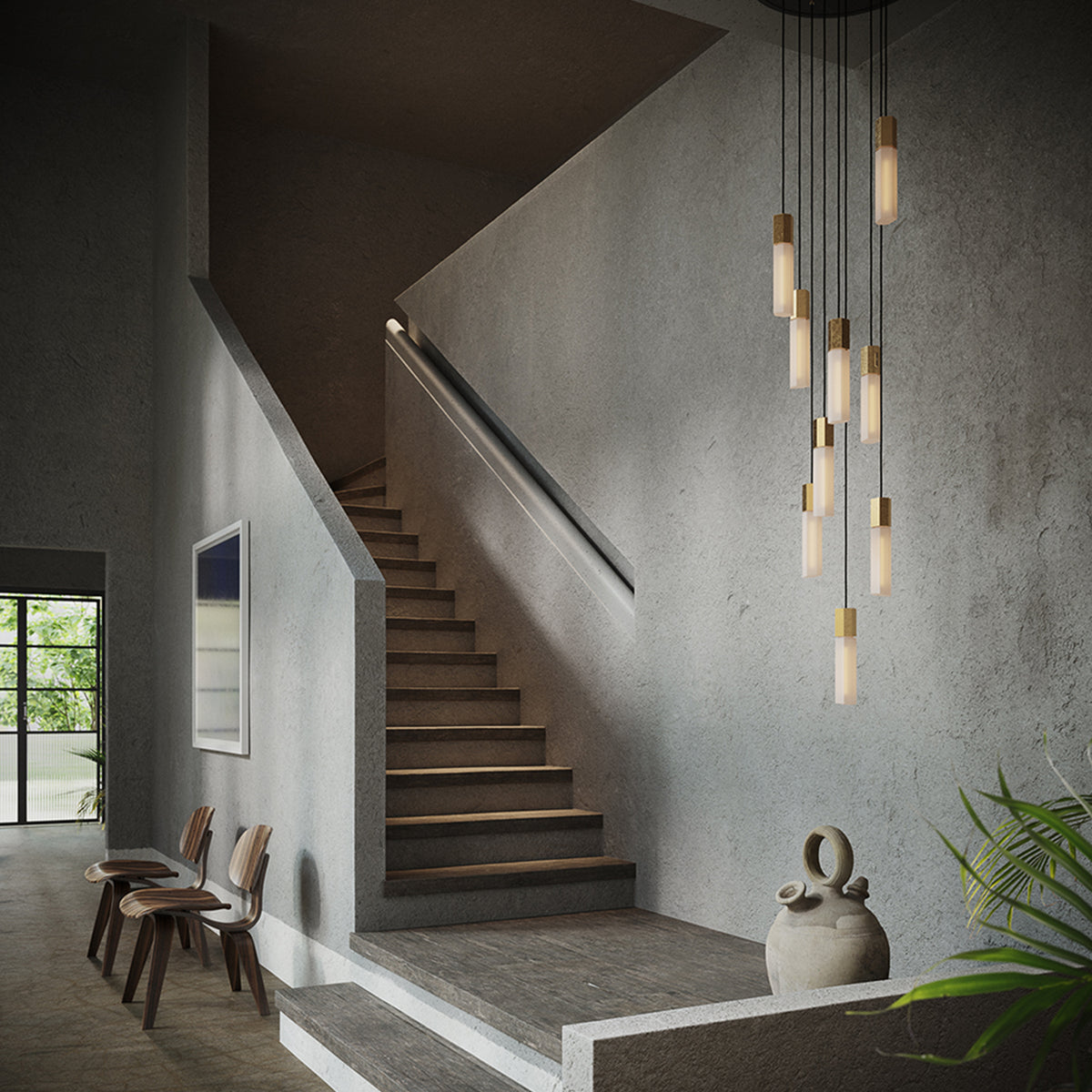 Basalt Suspension Lighting Set, Brass - Tala