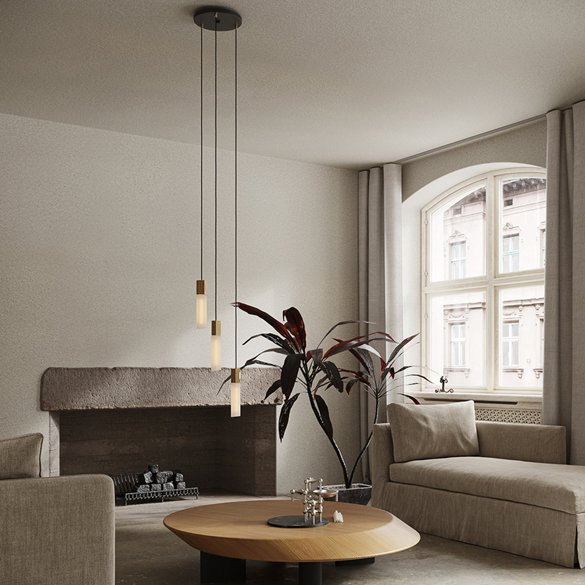 Basalt Suspension Lighting Set, Brass - Tala